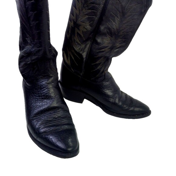 Vintage Dan Post Boots Mens Sz 8.5D  Black Leather Western Cowboy Work #507159 - Picture 3 of 14